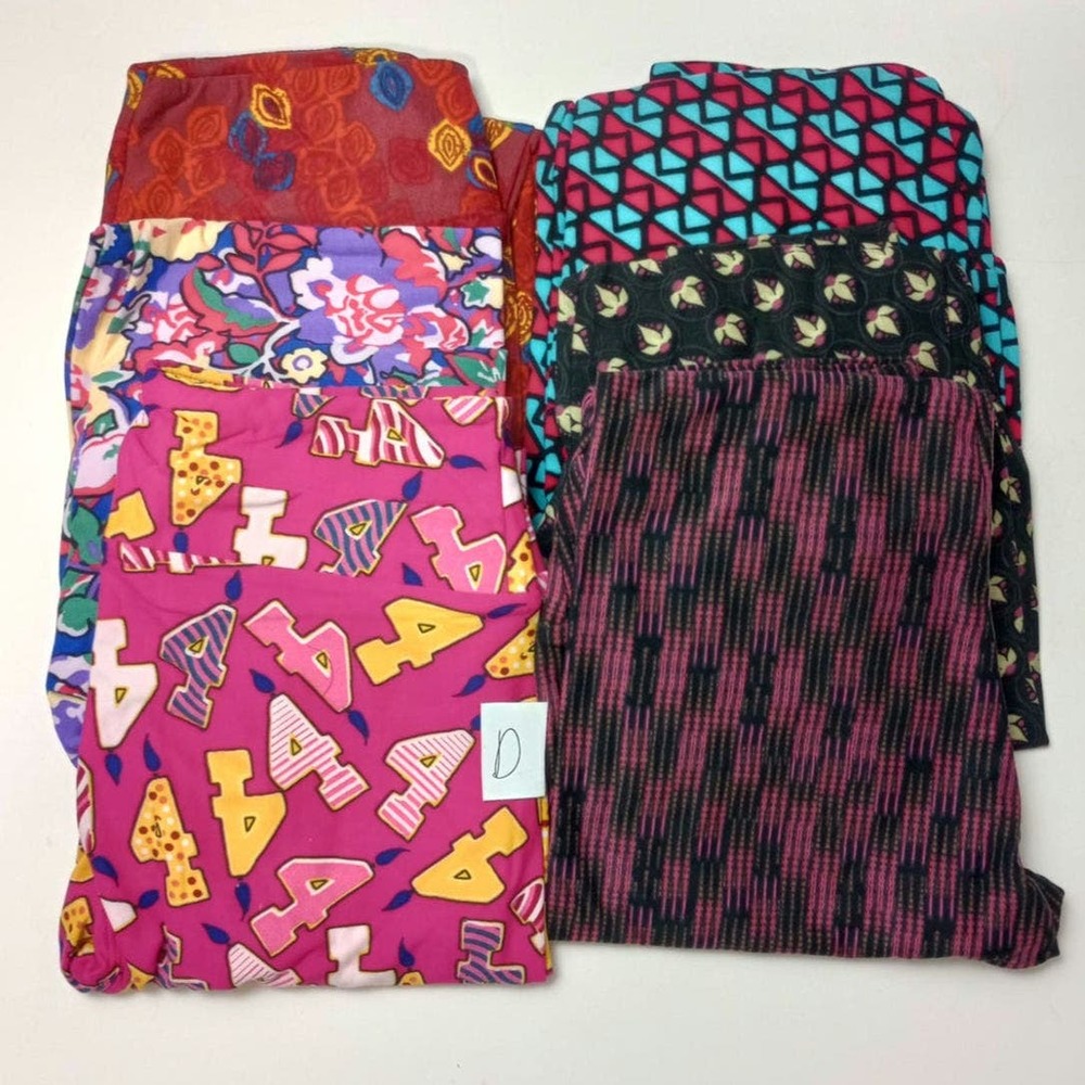 Lularoe Colorful Mixed Girly Printed Designs Pull-On Leggings One Size Lot Of 6